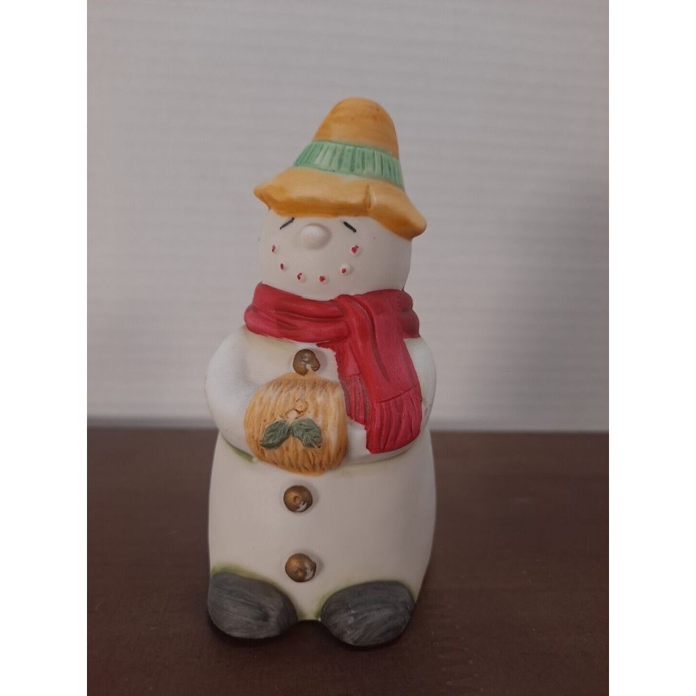 Vintage FEI Snowman Christmas Ceramic Bell Holiday Décor 4 Inches Tall‎